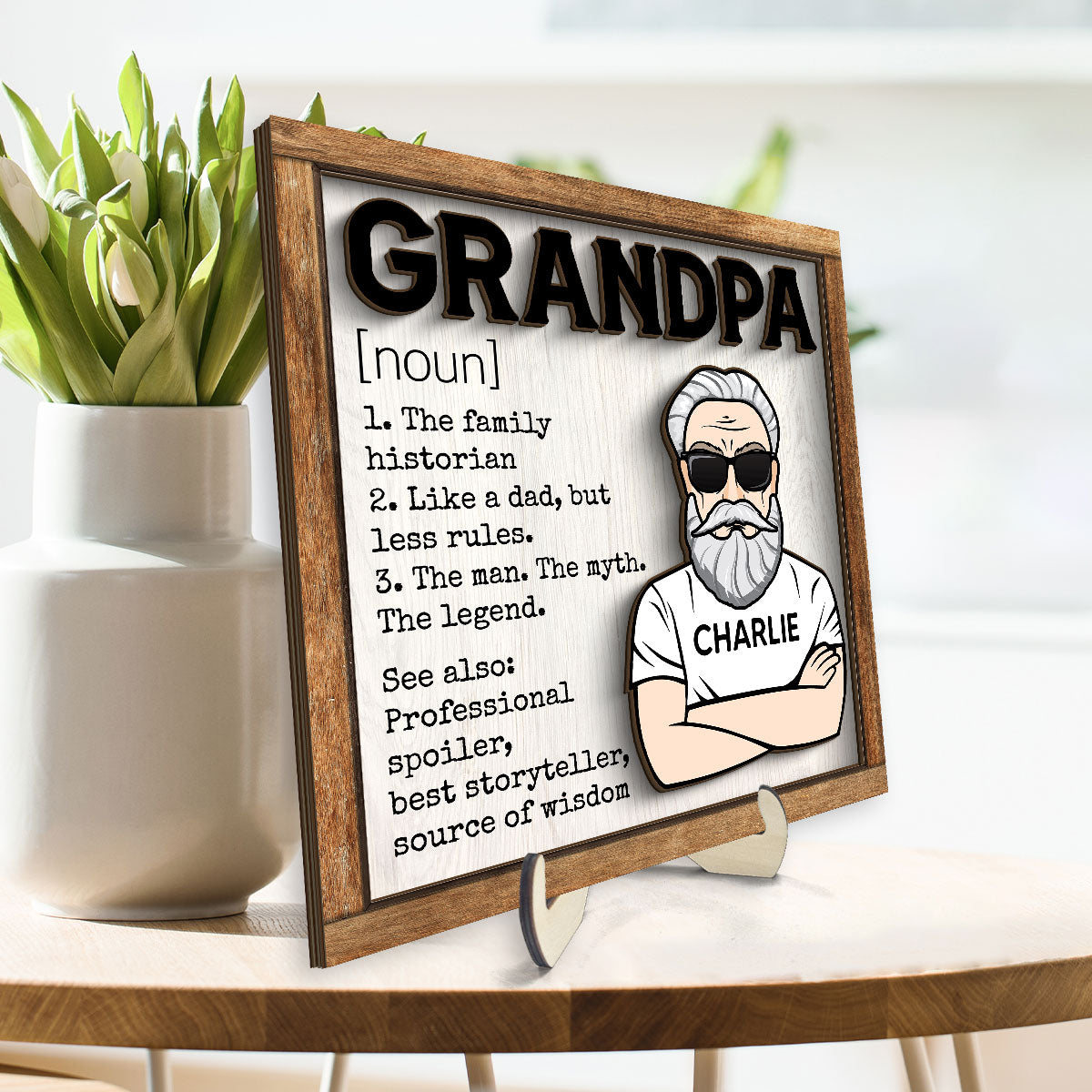 Grandpa Definition Personalized 2-Layer Wooden Plaque