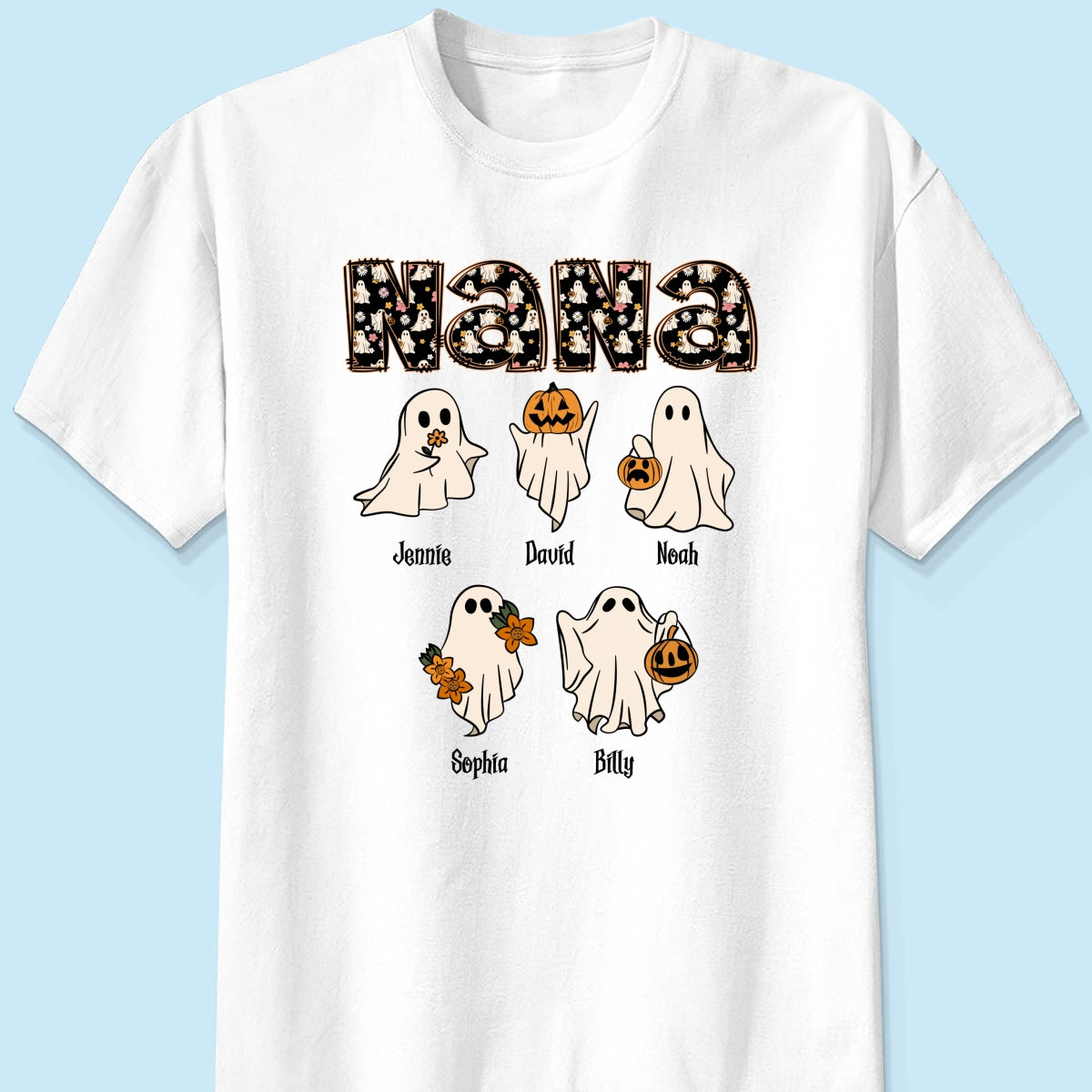 Grandma Mom Halloween Retro Boo Patterned Personalized Shirt