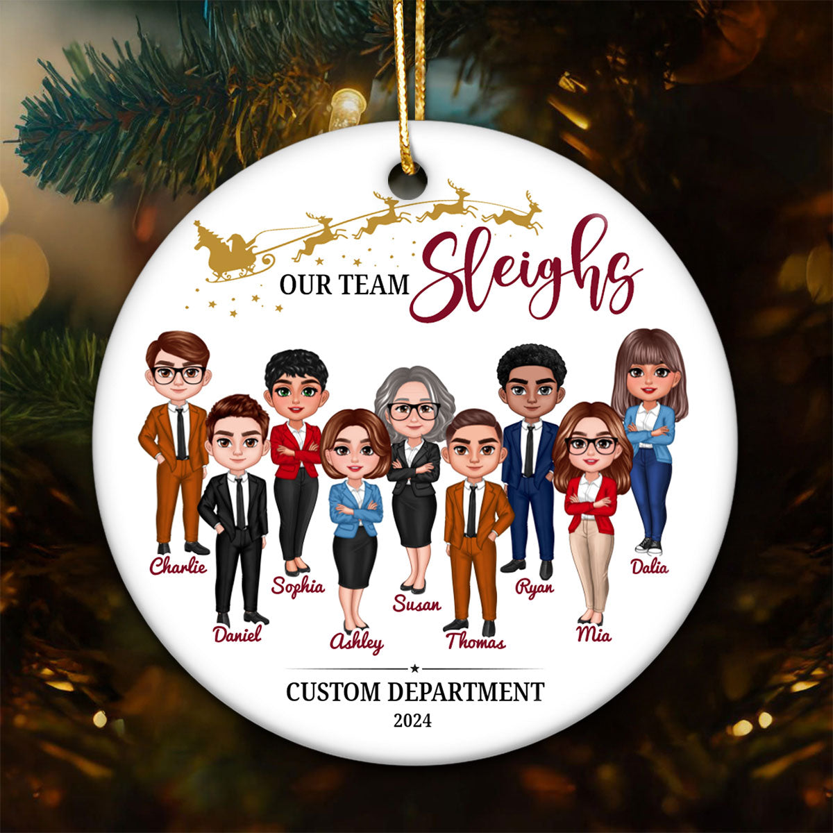 Staff Christmas Gifts, Best Team Ever Christmas Ornaments, Our Team Sleigh 2025 Ornament, Company Christmas Gift for Employees