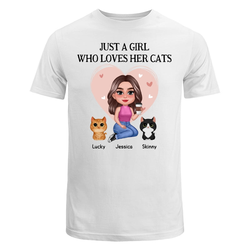 Pretty Doll Just A Girl Loves Cats Pink Heart Personalized Shirt