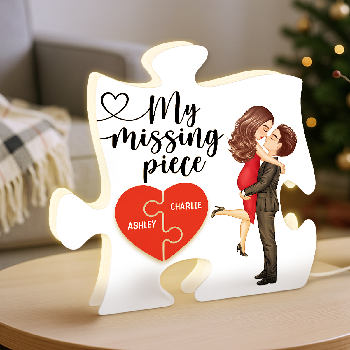 Couple My Missing Piece - Personalized Light Box - Heartwarming Gift For Couple