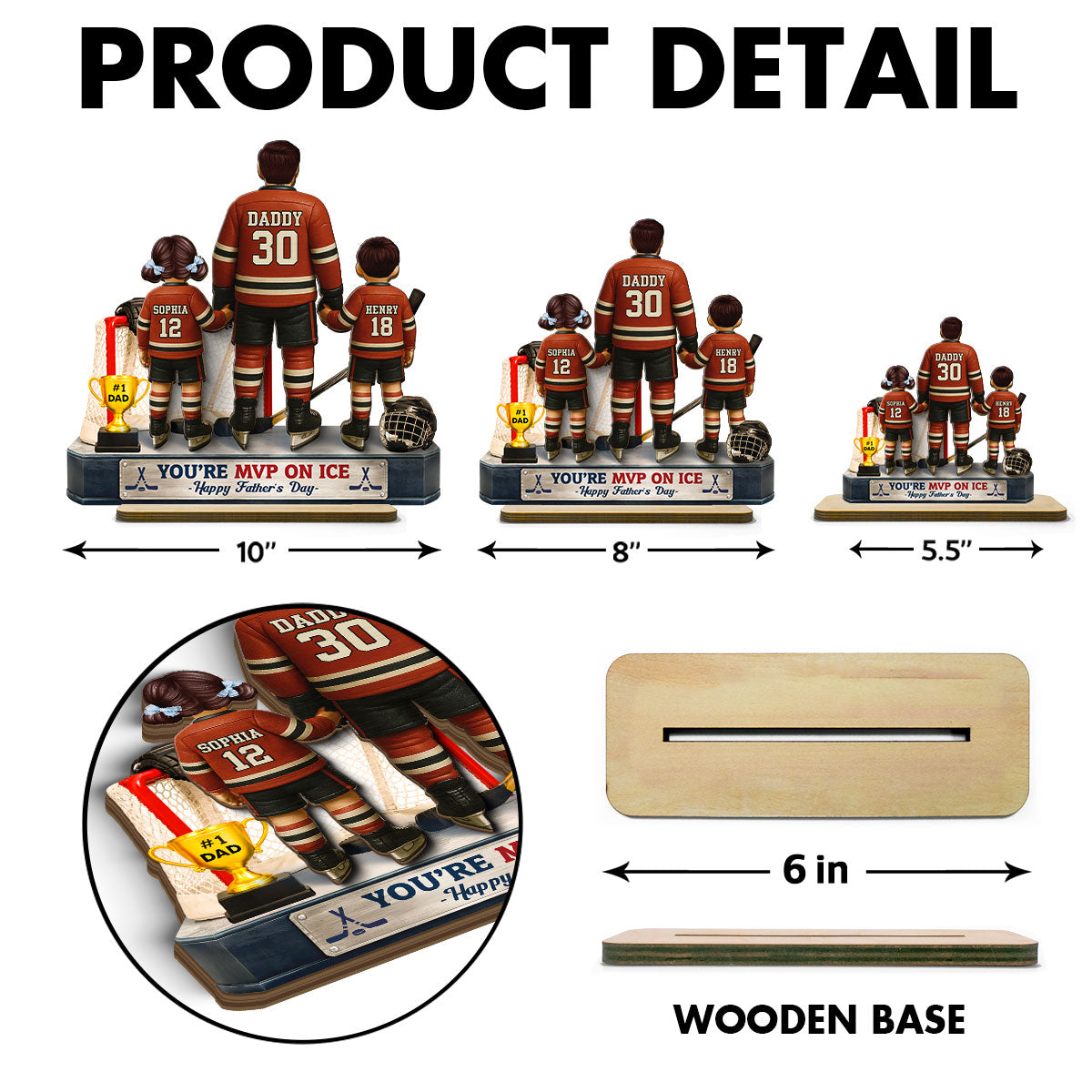 You're MVP On Ice Hockey Dad - Personalized 2-Layered Wooden Plaque - Gift For Hockey Dad, Gift For Husband