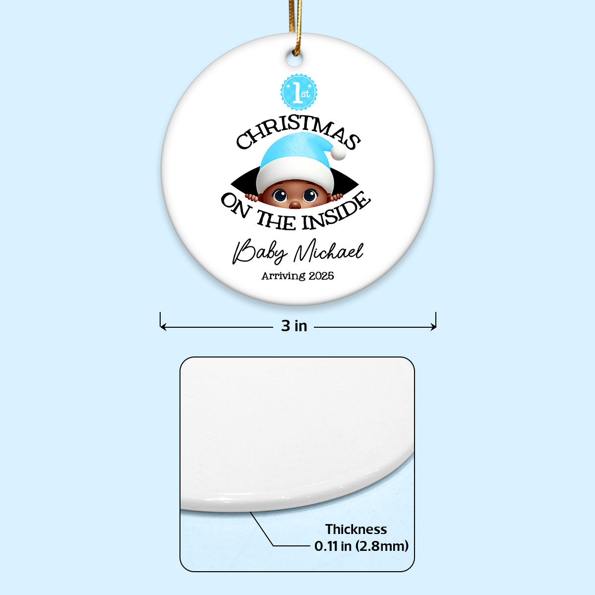 [Custom Skin Tone] Personalized Baby's First Christmas On the Inside Ornament, Custom Pregnancy Reveal Ornament, Expecting Parents
