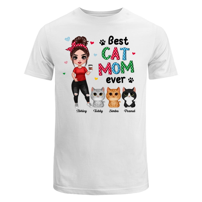 Colorful Polka Dot Pattern Cat Mom Watercolor Cute Cats And Woman Personalized Shirt