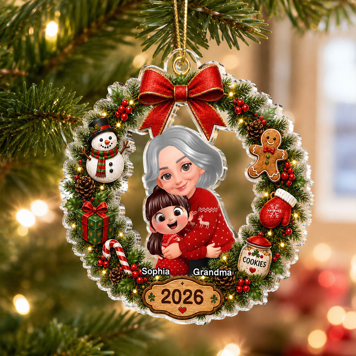 Trending Cute Grandma Grandkid - Personalized Acrylic Ornament - Christmas Gift For Boys, Girls