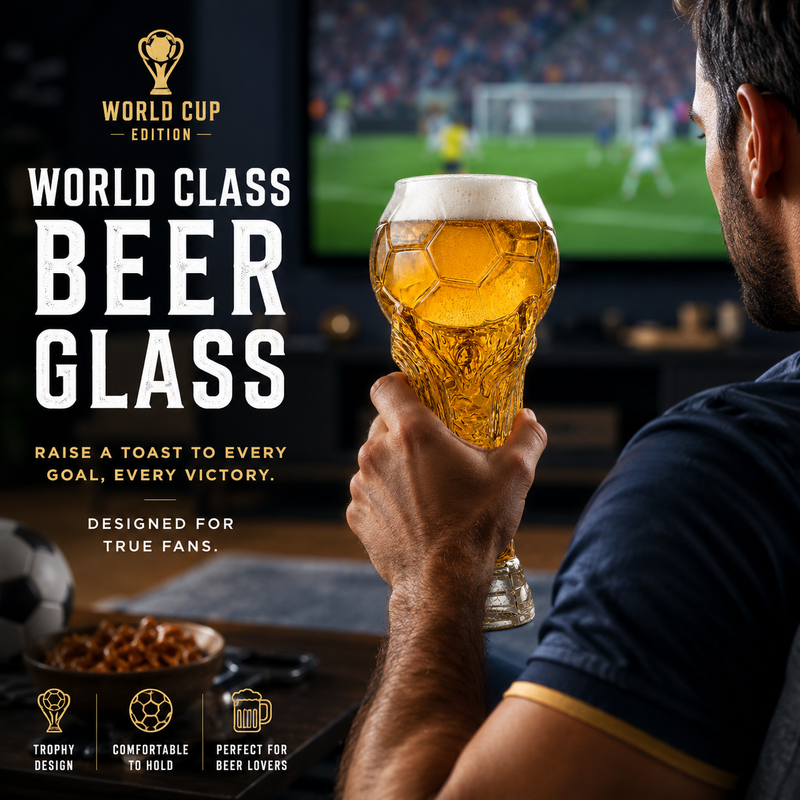 World Cup 2026 Football Trophy Beer Glass, Match Day Beer Glass, Birthday Gift for Him, Gift for Dad