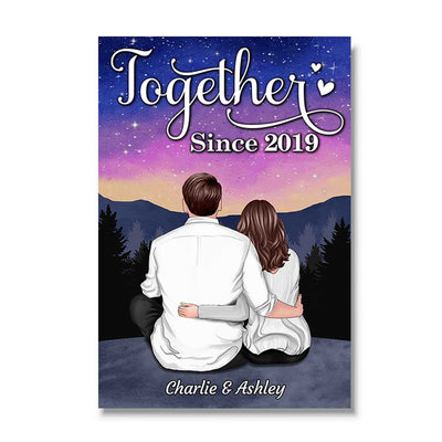 Galaxy Night Favorite Place Is Next To You Couple Sitting Back View Personalized Poster