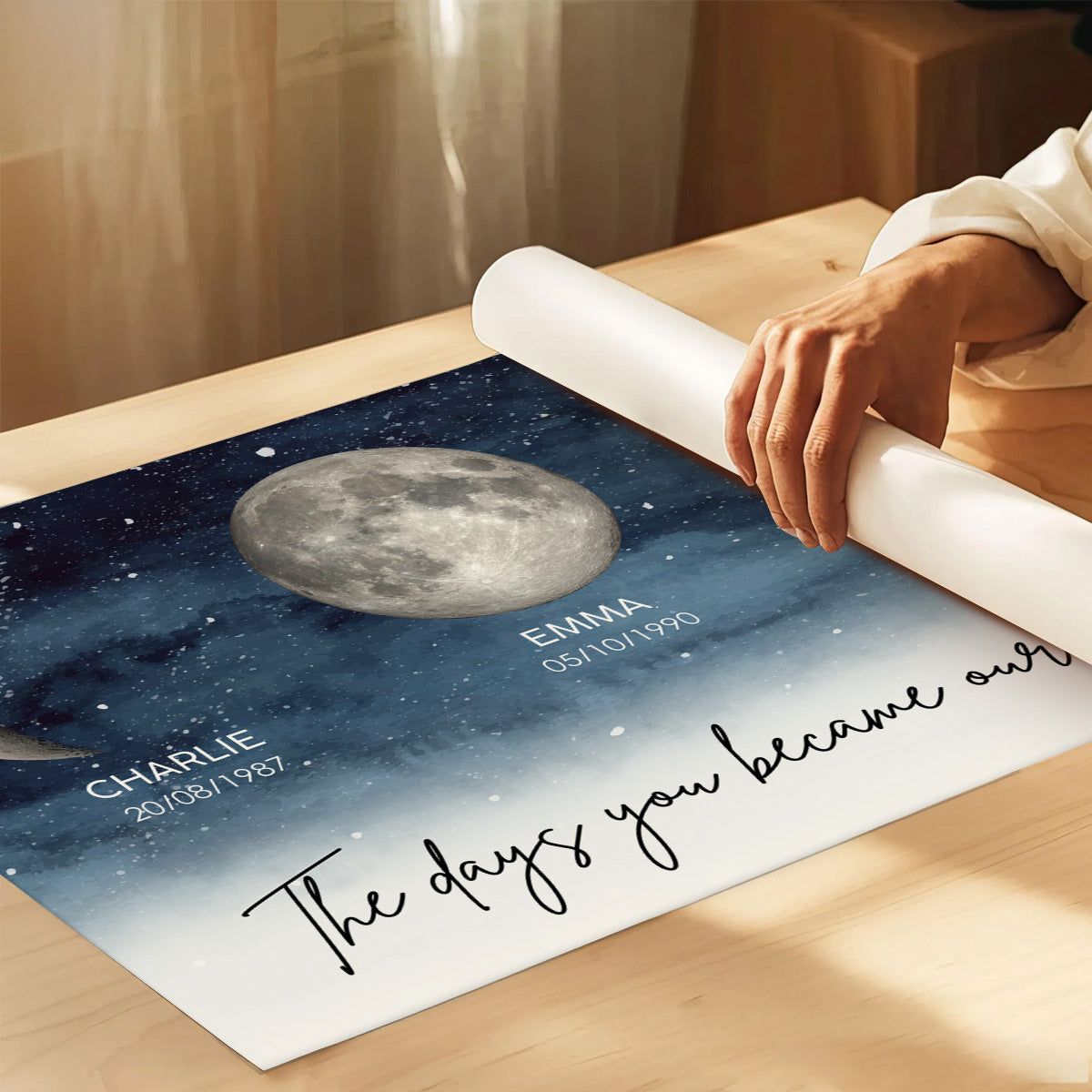 Starry Night The Day You Become Mum Grandma Custom Birth Moon Phase - Personalised Poster, Mother's Day Gift For Mum, Grandma