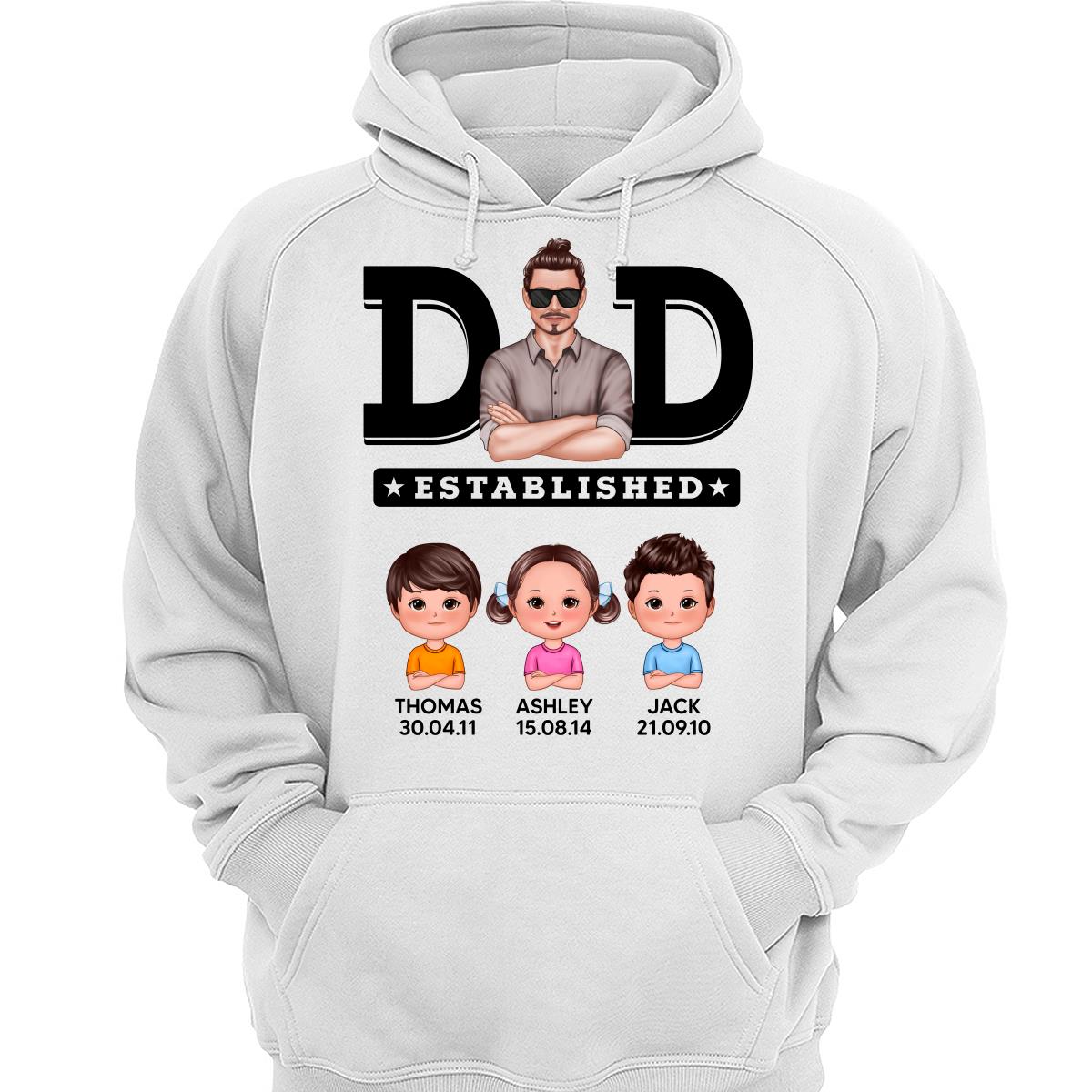 Dad Established Man & Doll Kids Birthday Personalized Shirt