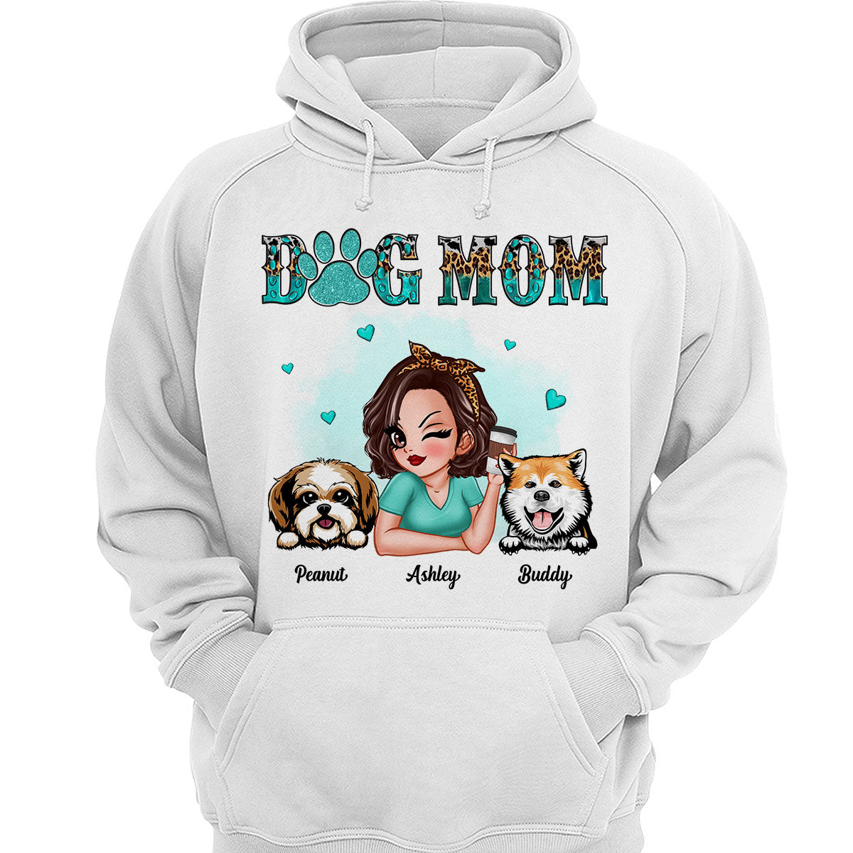 Teal And Leopard Dog Mom Gift For Dog Lovers Personalized Shirt