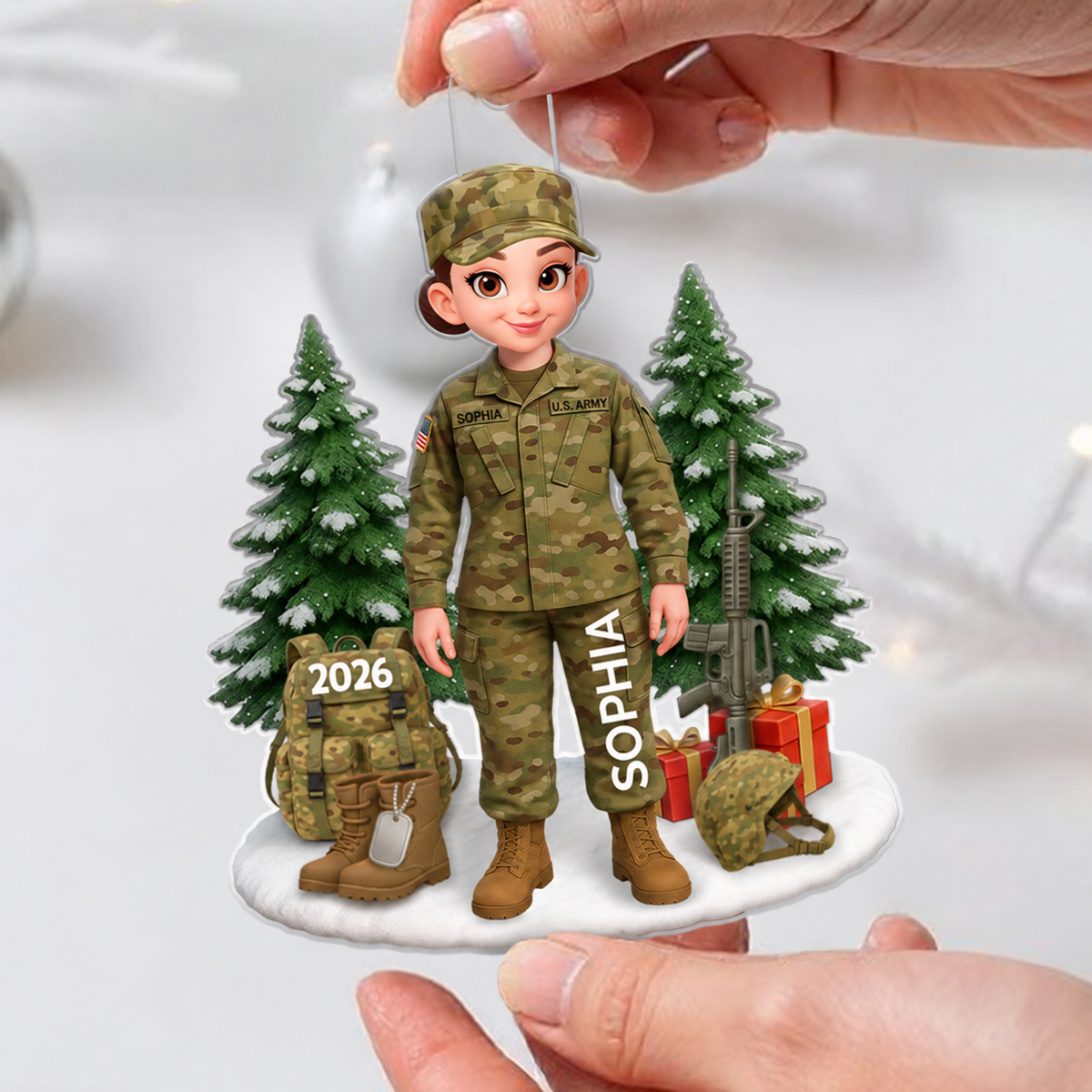 3D Effect Proud Soldier - Personalized Acrylic Ornament - Special Chritsmas Gift For The Brave Soldier