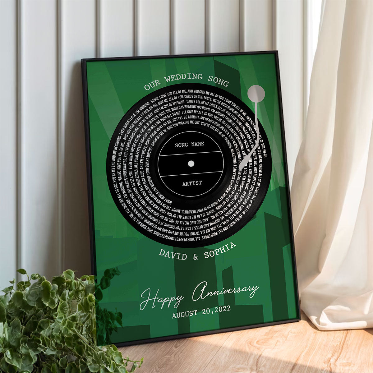 Unique Vinyl Song Lyrics Gold Art Deco Couple Wedding Poster, Perfect  Gift, Anniversary Gift, Wedding Gift For Couple For Him For Her