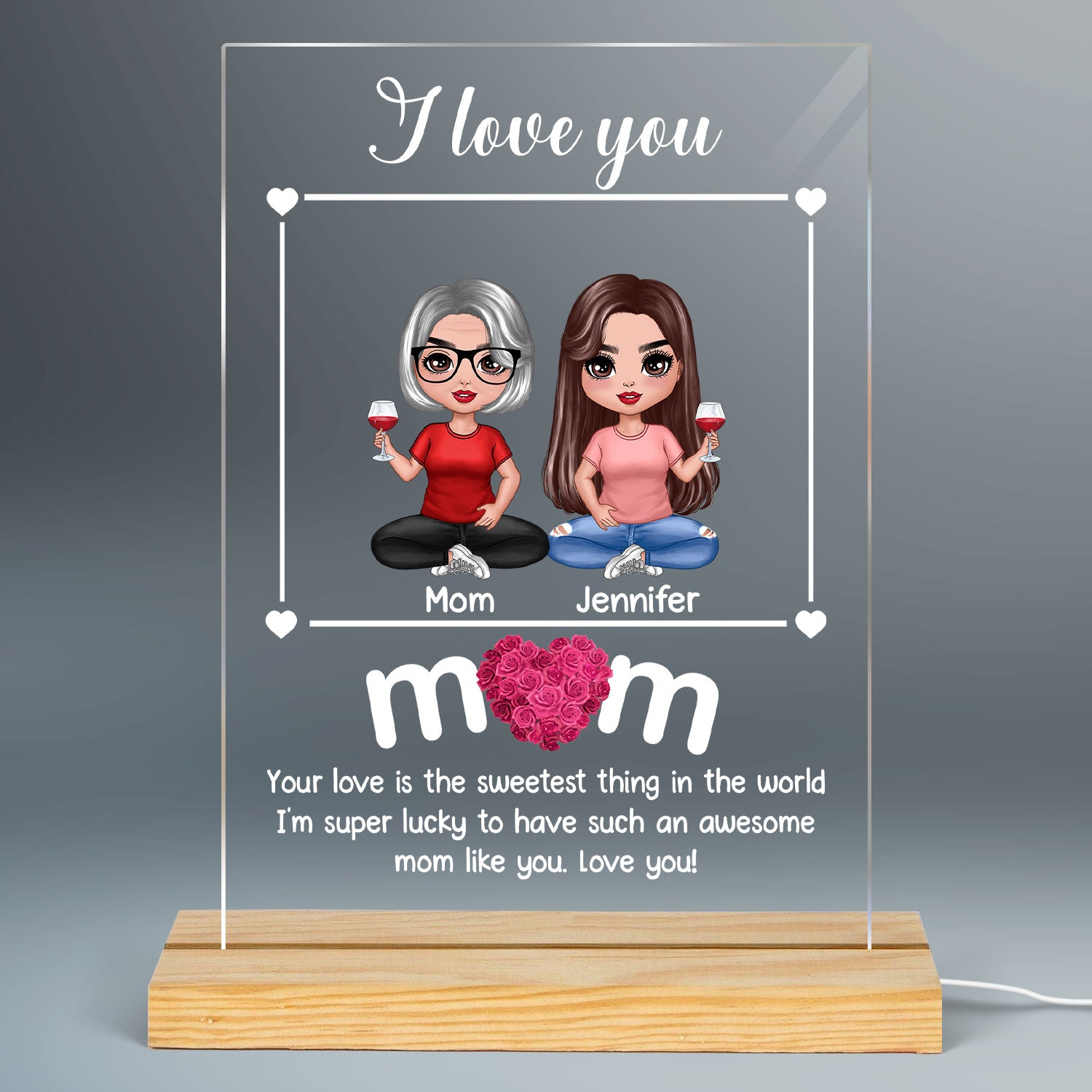 Mom Love The Sweetest Thing Mother‘s Day Gift Personalized Rectangle LED Night Light