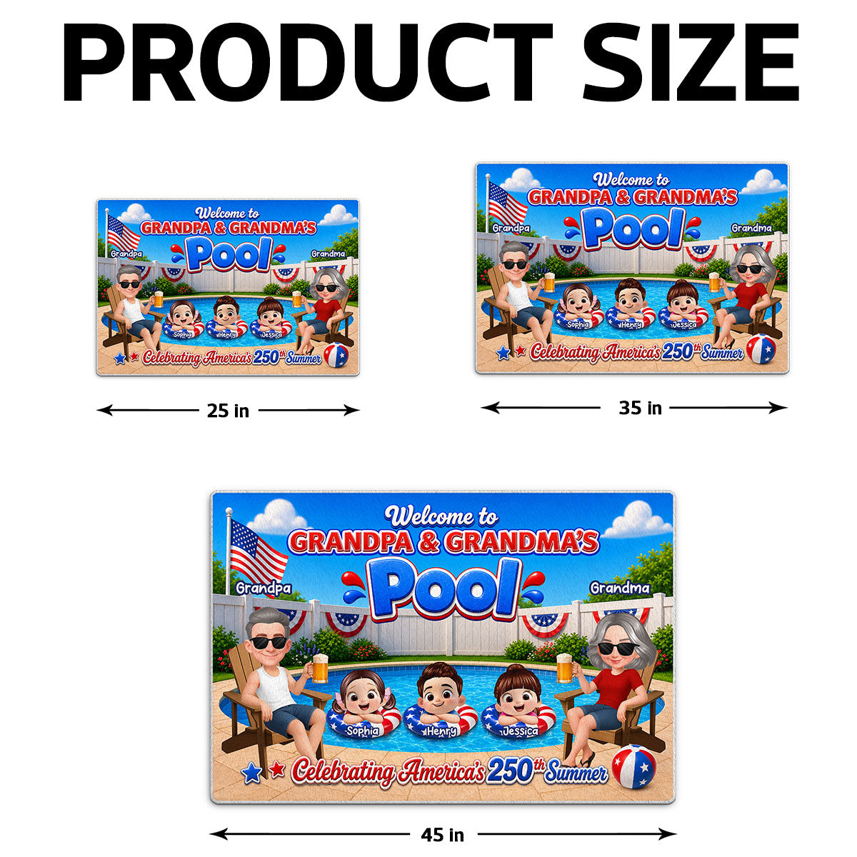 Welcome To Grandma Grandpa Pool America 250th Anniversary - Personalized Doormat - Gift For Grandparents, Summer Decoration