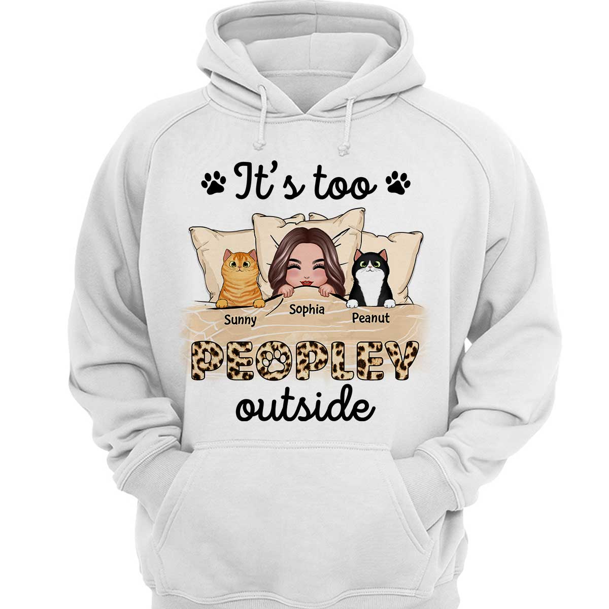 Leopard Cat Mom It‘s Too Peopley Outside Personalized Shirt