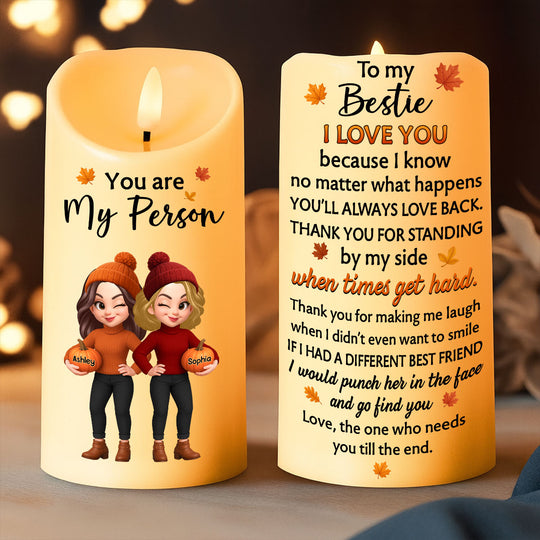 You're My Person Fall Season Besties Sisters Personalized LED Candle