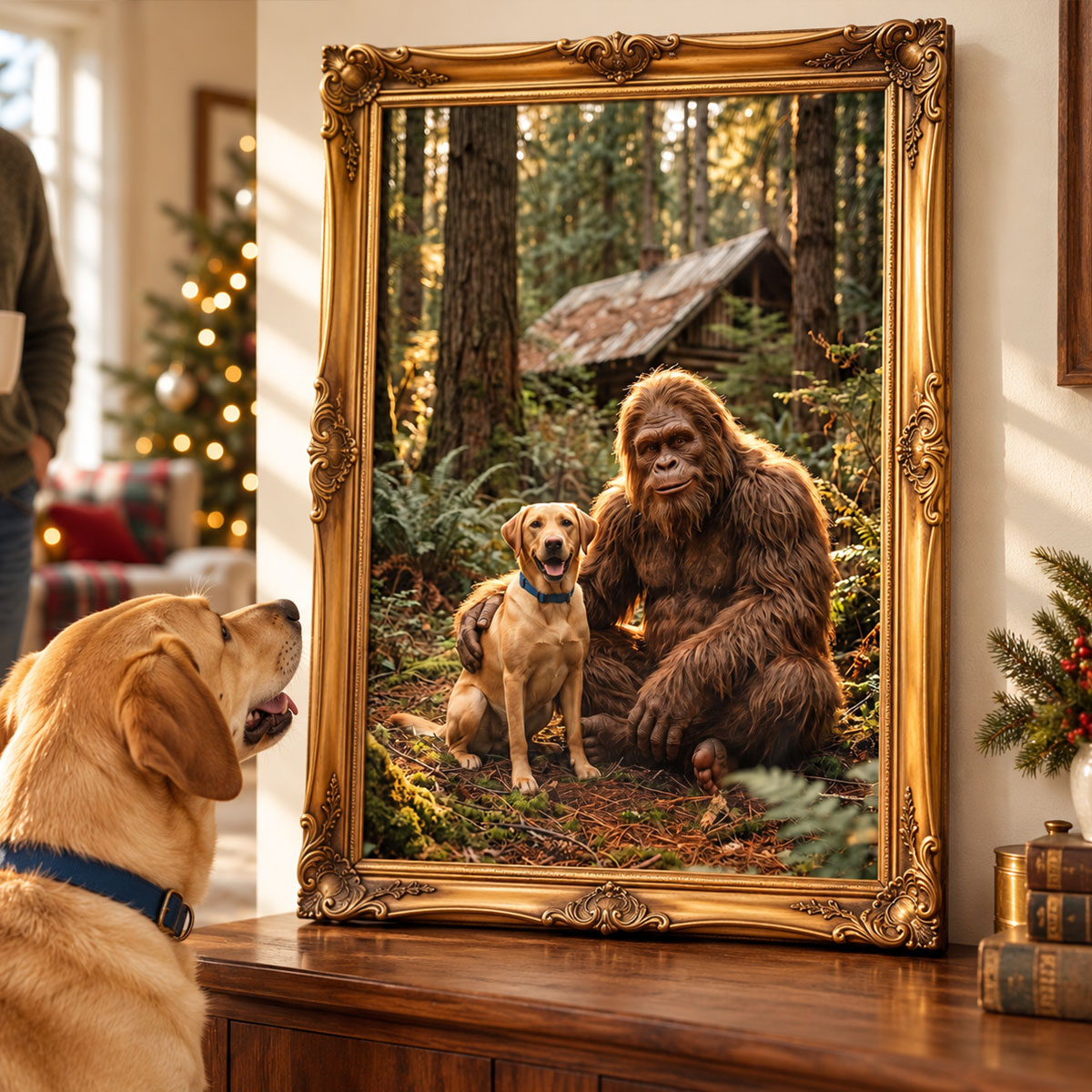 Custom Bigfoot Portrait from Photo - Personalized Poster - Vintage Christmas Gift for Dad, Husband