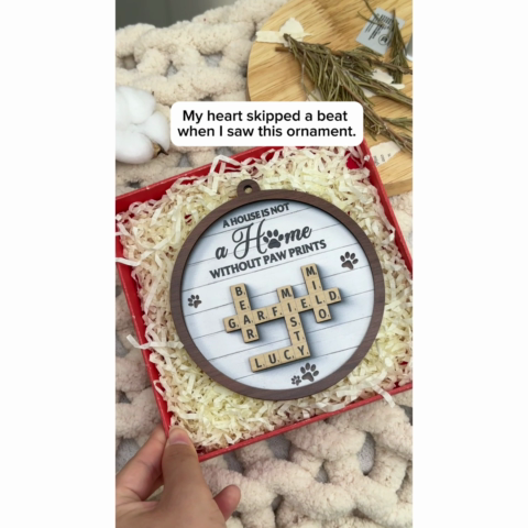 Dogs Cats Pets A House Is Not A Home Without Paw Prints Crossword Art Personalized 2-Layer Wooden Ornament