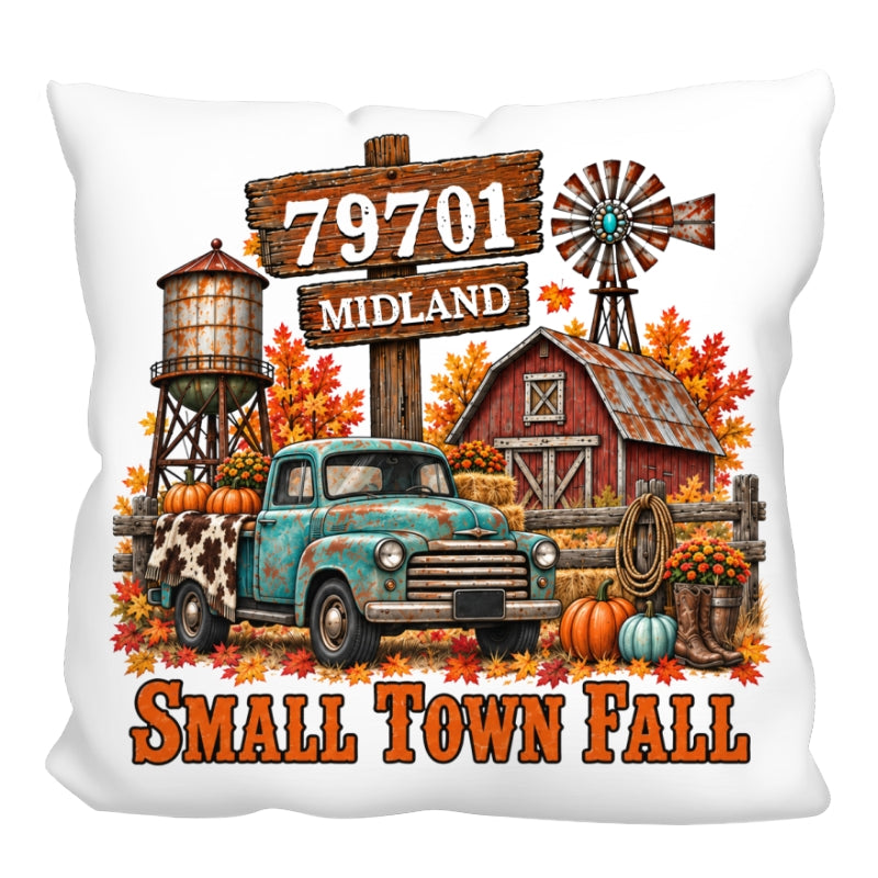 Small Town Fall Western Zip Code - Personalized Pillow