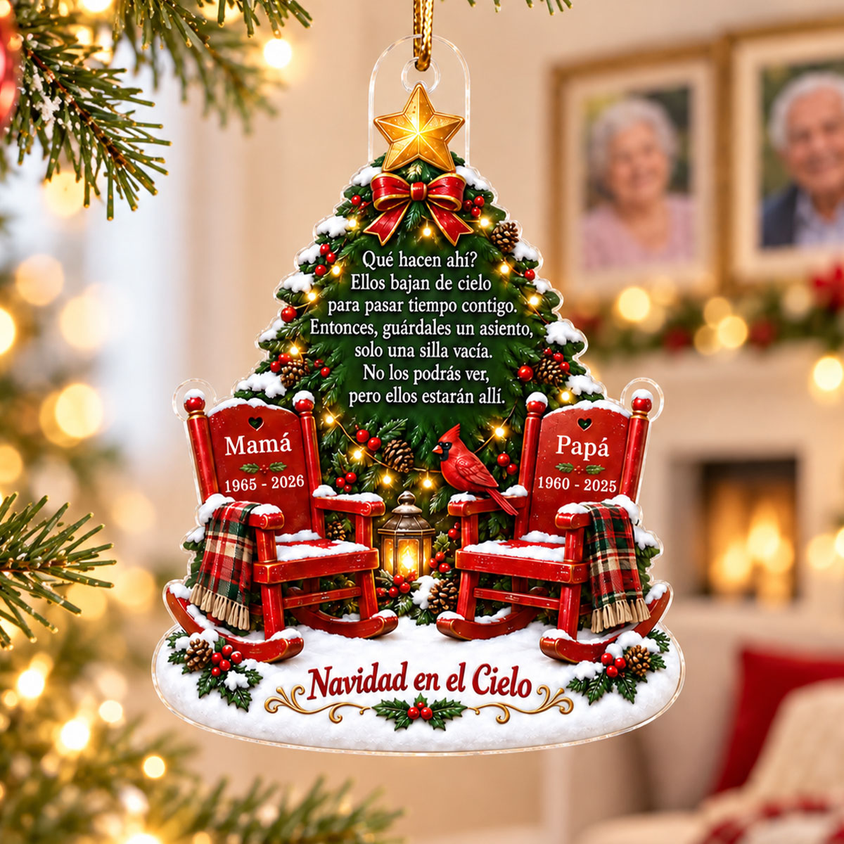 Christmas Spanish Memorial Navidad en Cielo - Adorno acrílico personalizado - Adorno conmemorativo, regalo de condolencias, regalo de recuerdo
