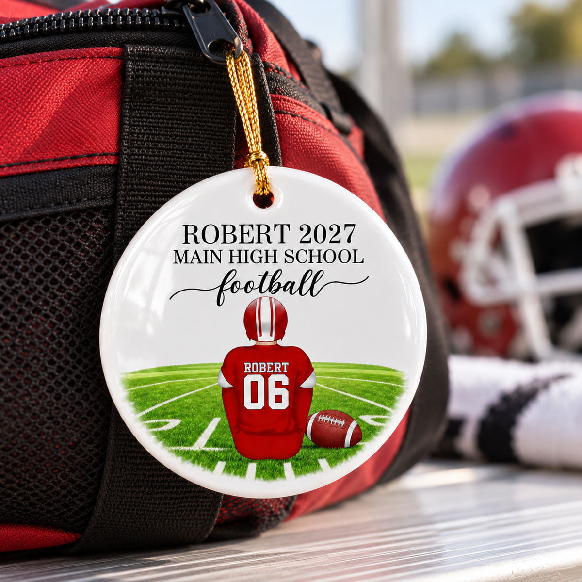 Football Senior Ornament - Personalized Ceramic Ornament - Football Player Senior Night Gift, High School Football Team Gift