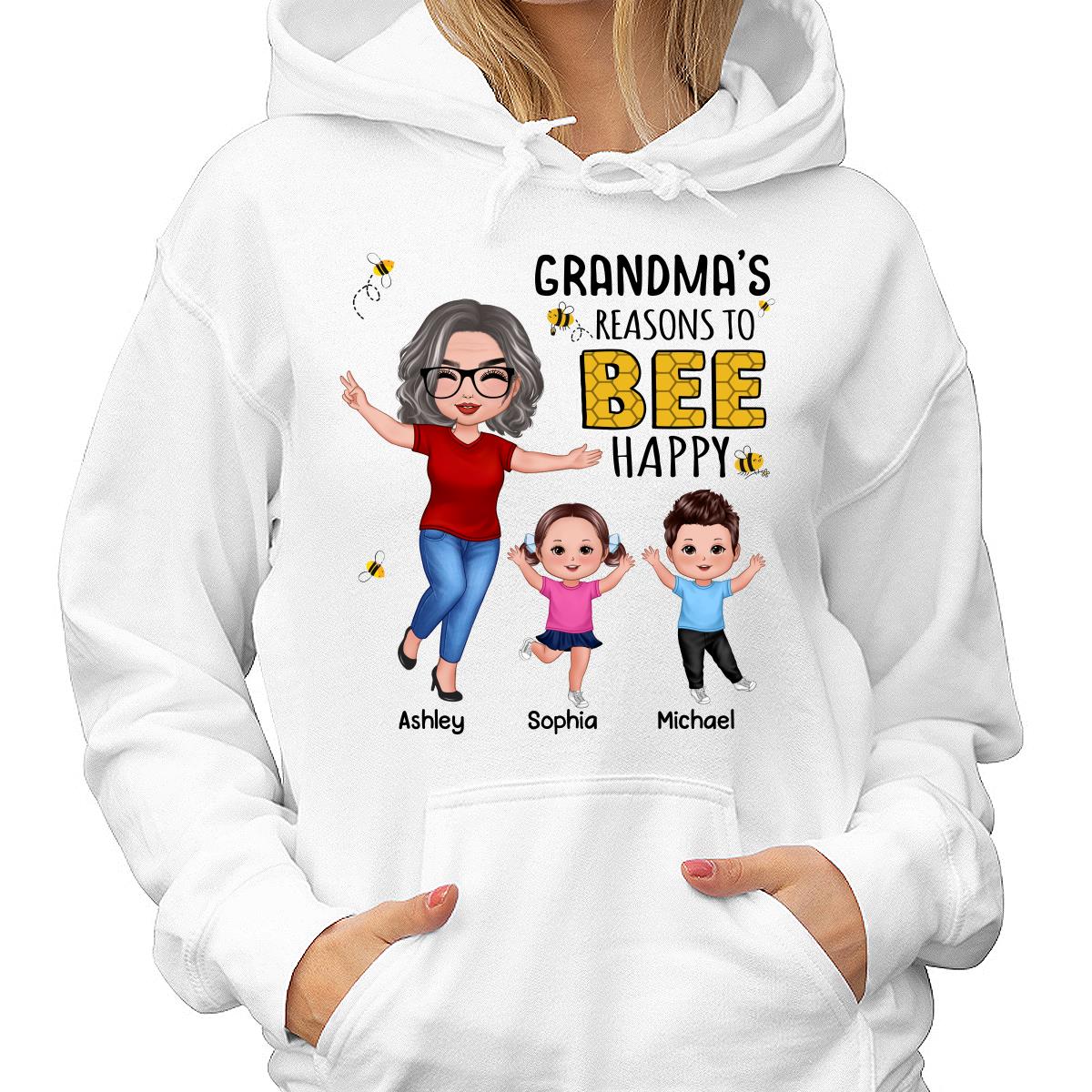Reasons Bee Happy Grandma & Grandkids Gift For Grandma Mom Personalized Shirt