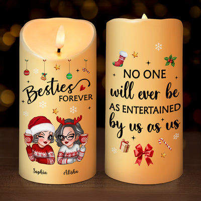 Christmas Besties It Takes A Long Time To Grow Old Friends Personalized LED Candle