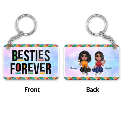 Sisters Forever Colorful Pattern Pretty Doll Besties Personalized Acrylic Keychain