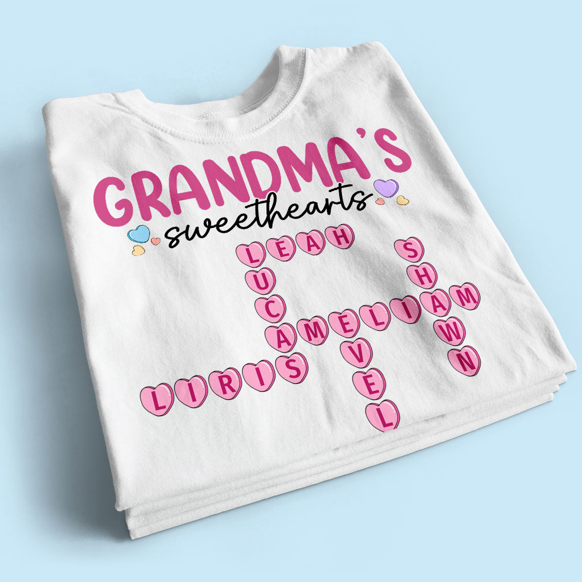 Grandma's Sweethearts Unique Crossword Puzzle Personalized Shirt