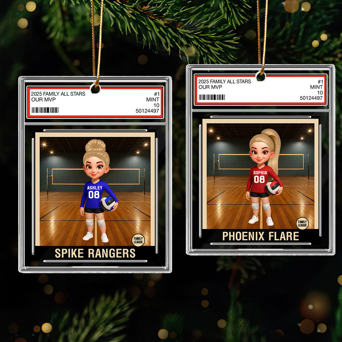 Volleyball Player All Star Trading Card Style - Personalized Acrylic Ornament - Christmas Gift For Daughter, Granddaughter