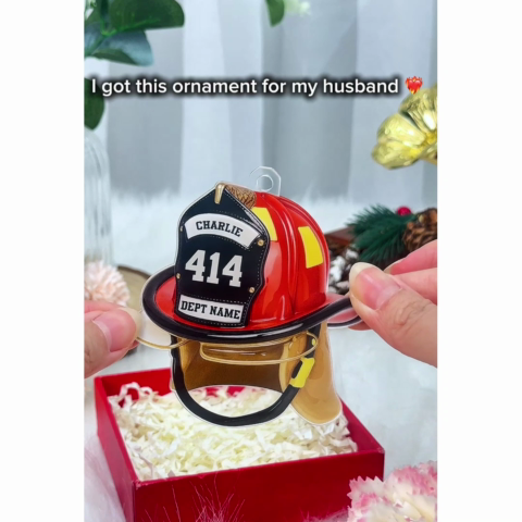 3D Effect Firefighter Helmet - Personalized Acrylic Car Hanger- Gift For Firefighter