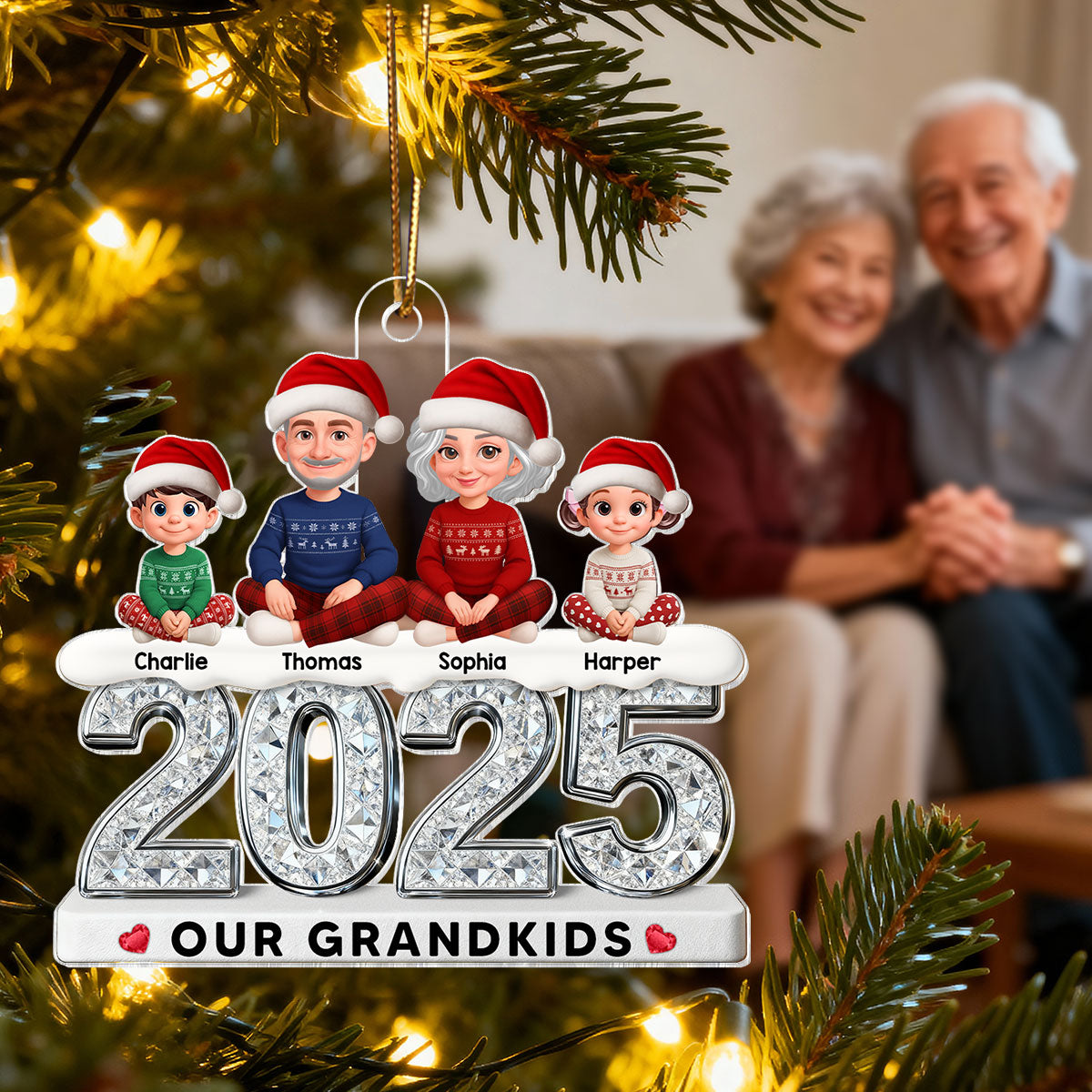3D Shinning Effect Our Grandkids Christmas - Personalized Acrylic Ornament - Gift For Grandparents