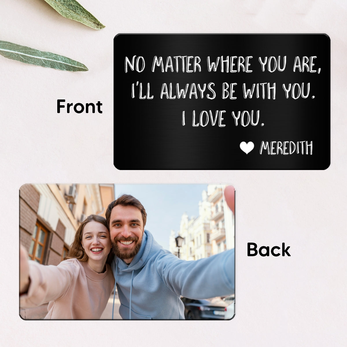 Wallet Insert Keepsake Custom Photo & Message Personalized Metal Wallet Card