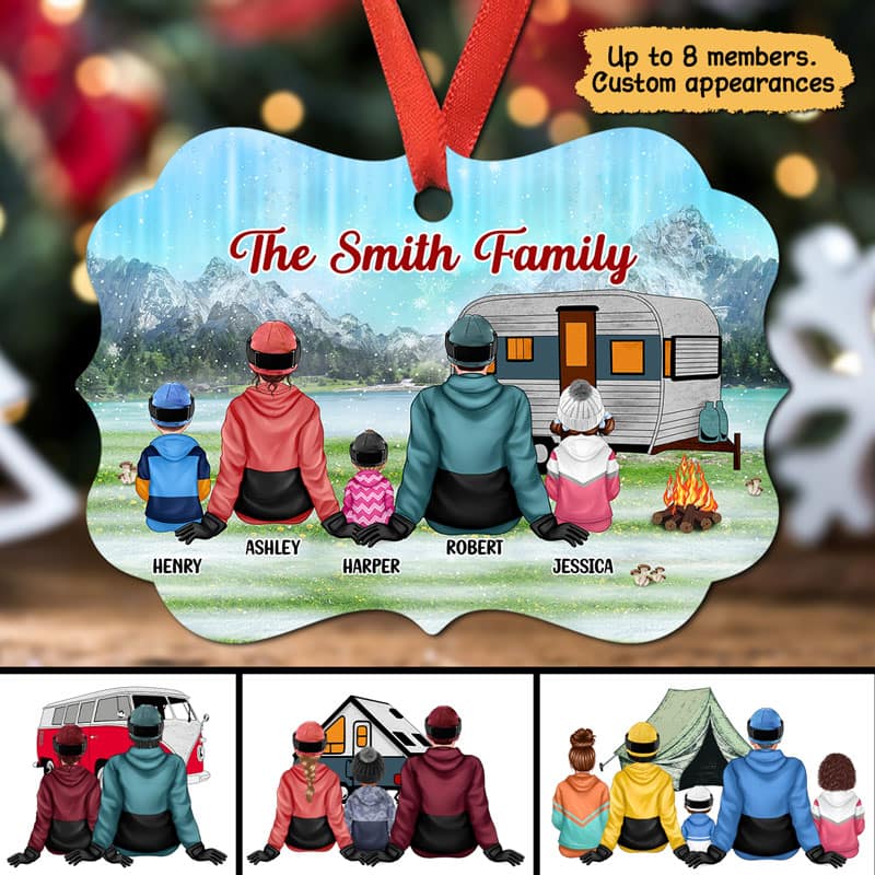 Family Camping Winter Personalized Christmas Ornament