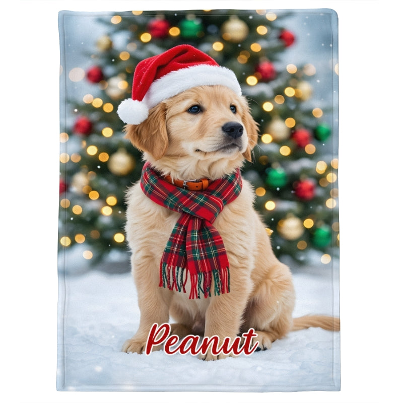 Winter Christmas Dog Cat Photo Upload - Personalized Blanket - Holiday Gift For Dog Lovers, Cat Lovers
