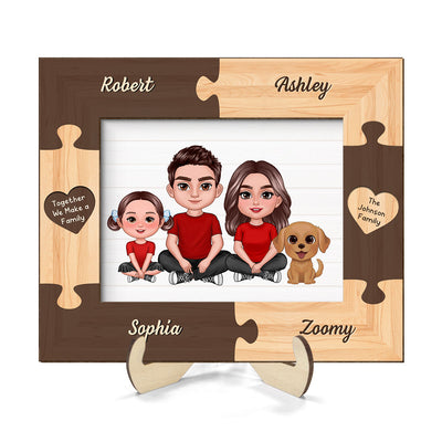 Family Crossed Legs Puzzle Frame Personalized 2-layer Wooden plaque