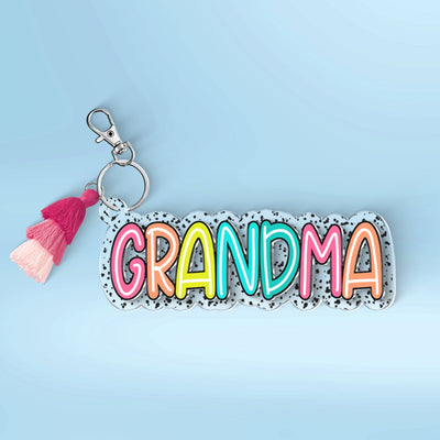 Grandma Mom Colorful Pattern Personalized 2-Layer Acrylic Keychain