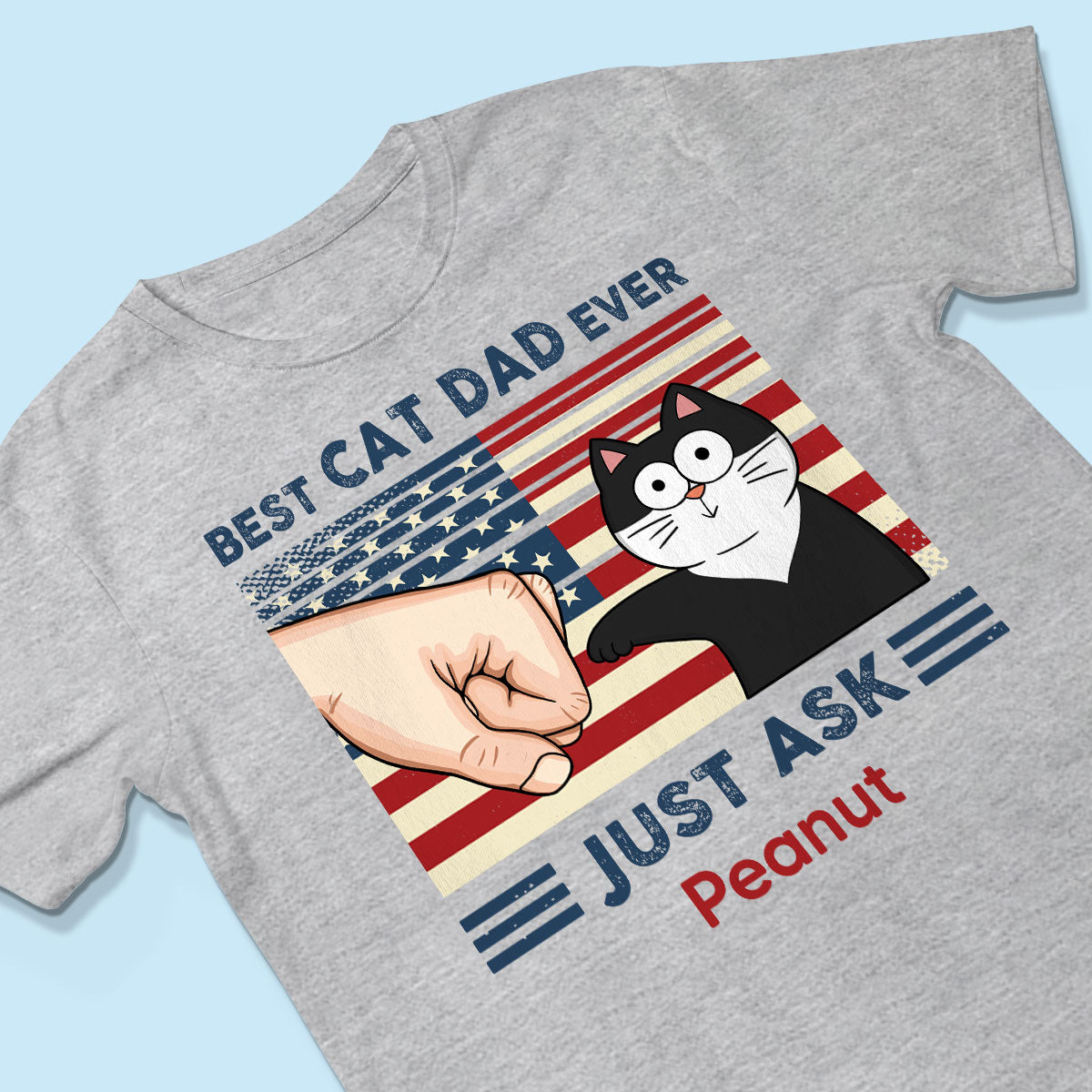 Best Cat Dad Ever Nation Flag Fist Bump Funny Cute Cats Personalized Shirt