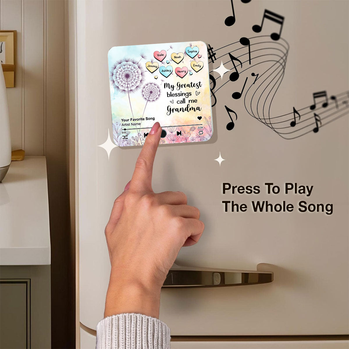 My Greatest Blessing Call Me Grandma Personalized Music Fridge Magnet, Custom Any Song You Want, Birthday, Gift for Grandma