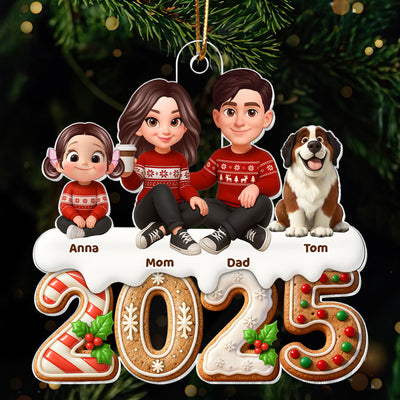 3D Effect Gingerbread Family Together Christmas - Personalized Acrylic Ornament