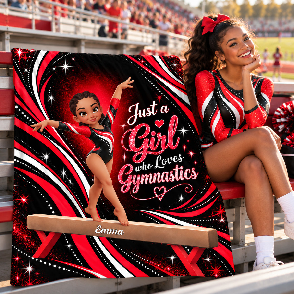 Pretty Gymnastics Girl - Personalized Fleece Blanket - Gift for Daughter, Granddaughter