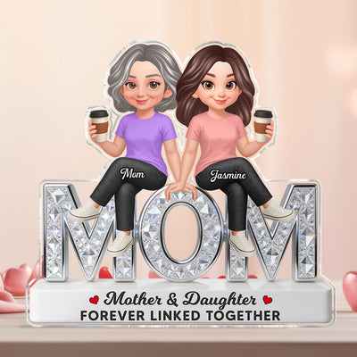 Beautiful Mom And Daughters Forever Love - Personalized Acrylic Block Plaque - Mother's Day Gift For Mom