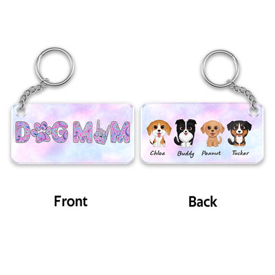 Dog Mom Pattern Watercolor Cute Dogs Personalized Acrylic Keychain