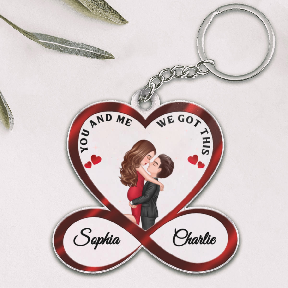Infinity Heart Couple Hugging Kissing Anniversary Gift For Him Gift For Her Personalized Acrylic Keychain [Save 25% When Buy Set Of 2]