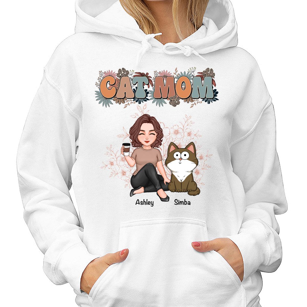 Floral Cats Mom Cute Woman And Fluffy Cats Funny Expressions Personalized Shirt