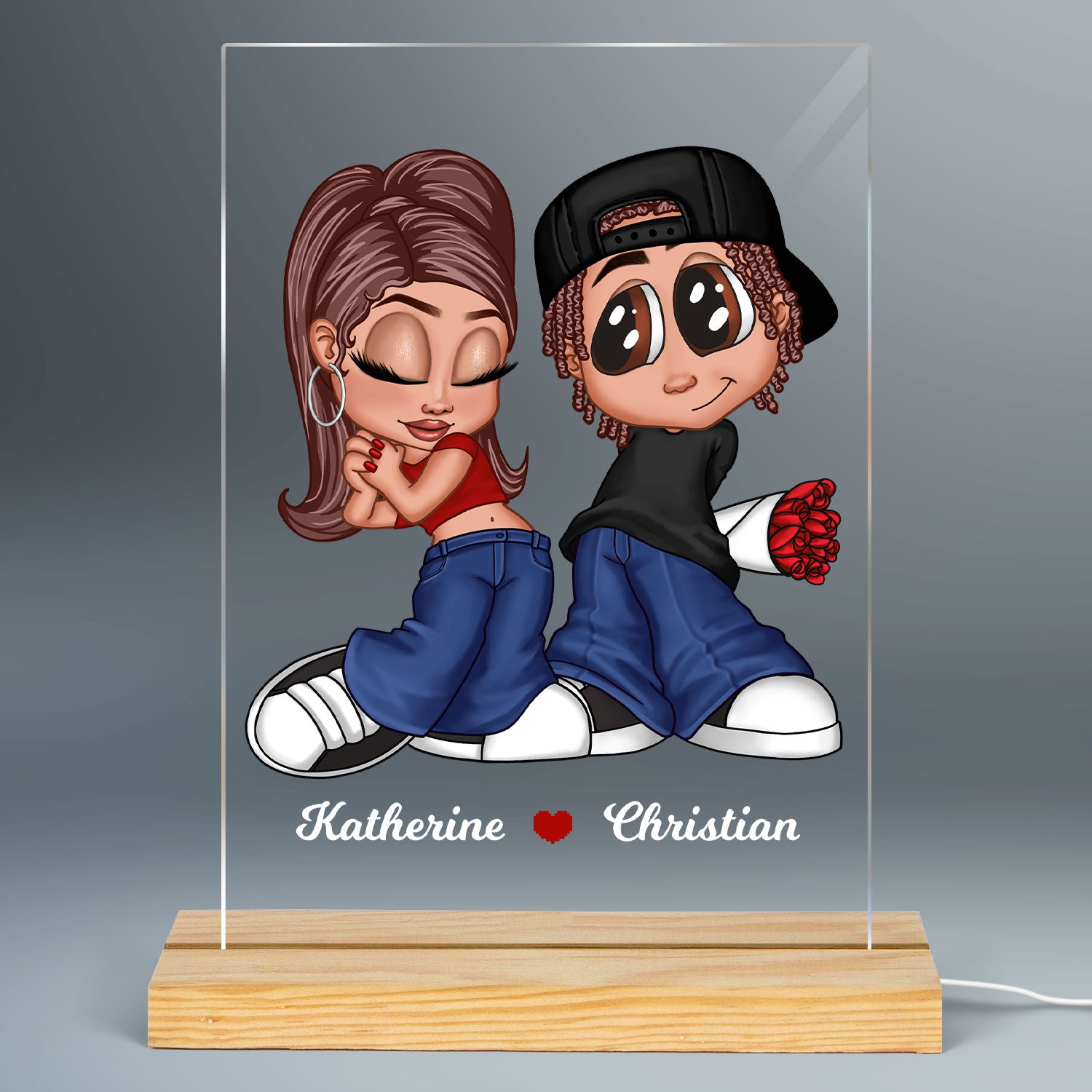 Y2K Couple Personalized LED Night Light, Unique Valentine's Day Gift For Him, Gift For Her