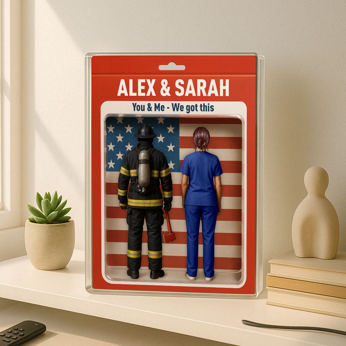 Hero Couple You & Me We Got This Realistic Figures Style Personalized Acrylic Block Plaque