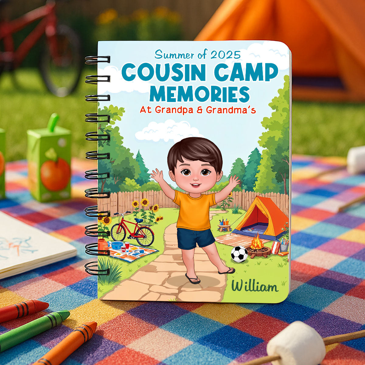 Cousin Camp Memories Personalized Spiral Notebook Journal, Gift For Kids