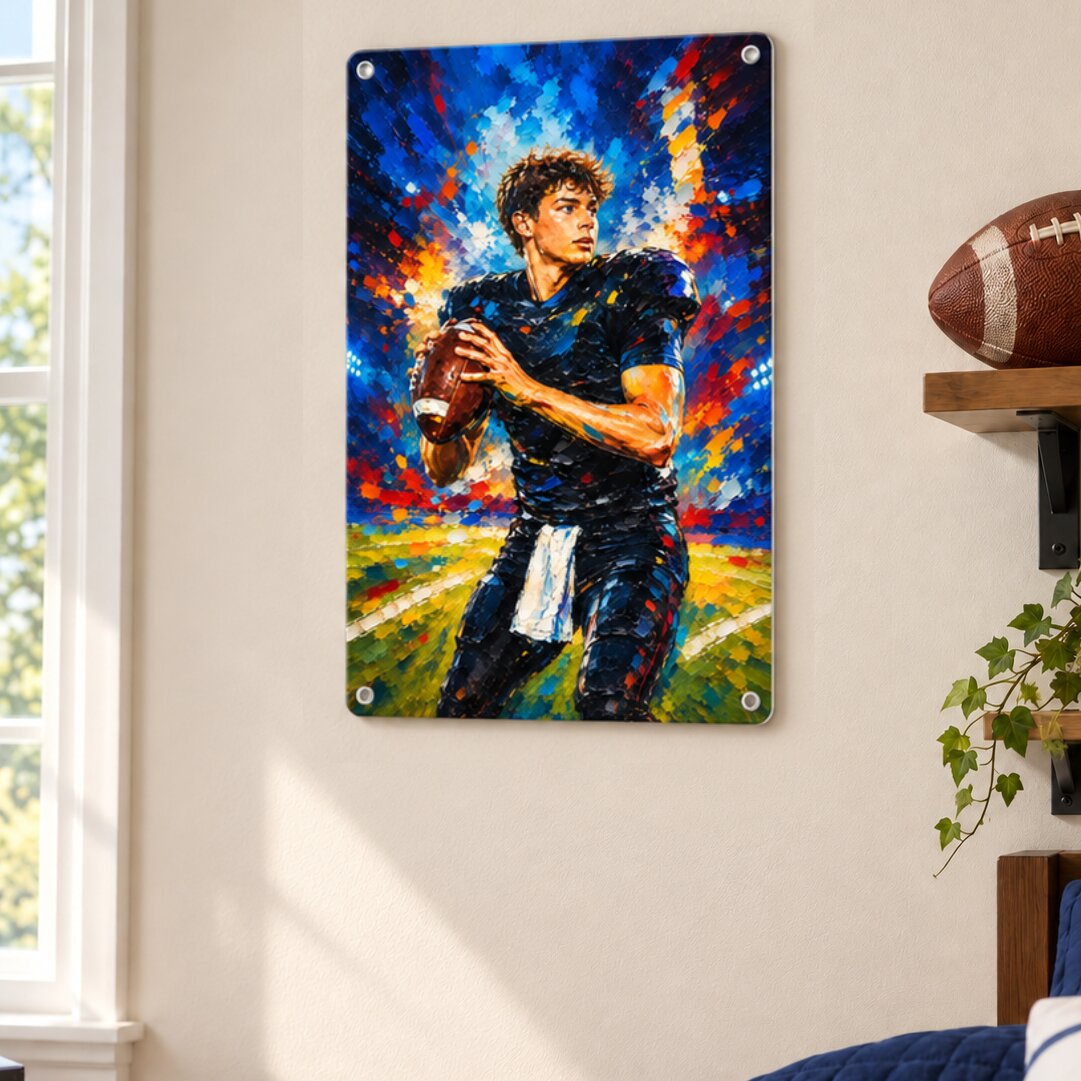 Modern Oil Painting Sport Photos Insert - Personalized Metal Sign - Gift For Boy, Girl