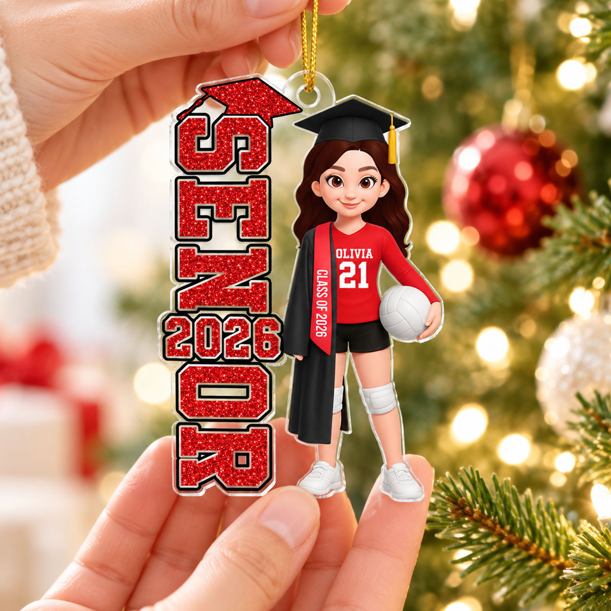Senior Volleyball Player Graduation - Personalized Acrylic Ornament - Christmas Gift For Boy, Girl, Grandkids